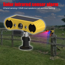 Resim RUOCIN Güneş Enerjili İnfrateksi Hareket Sensörü Alarm, Çift Strobe Işıkları ile 129dB Ses Seviyesi, Ev, Villa, Bahçe, Tavuk Evi, Tarım, Çiftlik için Güvenlik Sistemi - Ses Kontrolü, Şarj Edilebilir 1200mAh Pil, Tarım Güvenliği Işığı | Şık Sarı Vücut | Kolay Kurulum Sistemi, Güneş Işık Sensörü 