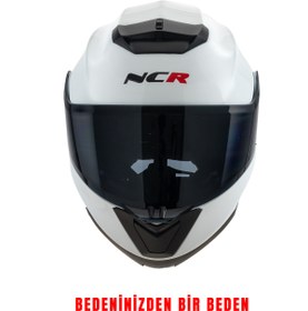 Resim Ncr Stars Çene Açılır Siyah Vizörlü Beyaz Kask Ece Belgeli Beyaz 