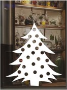 Resim Teknik Reklam Noel Çam Ağacı Cam Sticker Yeni Yıl Yılbaşı Sticker Yılbaşı Dekoru Beyaz 