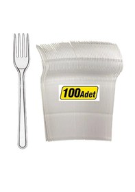 Resim Kullan At Lüks Sert Plastik Şeffaf Çatal 1pk - 100 Adet 
