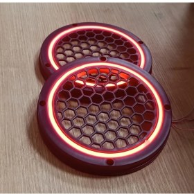 Resim Woodhub 16CM Kırmızı Neon Işıklı Hoparlör ve Midrange Kapağı 1takım (2ADET) 