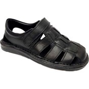 Resim moda ayakkabım Moda Ayakkabı 0453 Siyah Deri Erkek Sandalet 