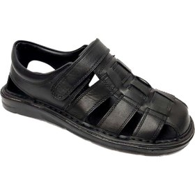 Resim moda ayakkabım Moda Ayakkabı 0453 Siyah Deri Erkek Sandalet 