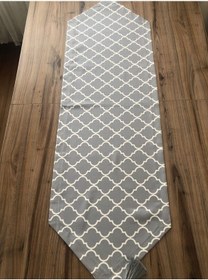 Resim Gri Üzeri Beyaz Moroccan Desenli Runner Çok Renkli 