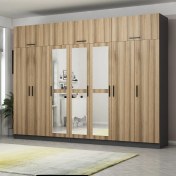 Resim Minar Kale 7 Kapaklı 3 Aynalı 4 Çekmeceli Dolap ve Yüklük Antrasit Dore 190 cm 