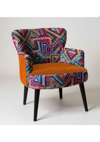 Resim Waterybrook Dijital Baskılı Kumaş - Babyface Kumaş - Tekli Berjer Koltuk - Siyah Ayaklı Turuncu 