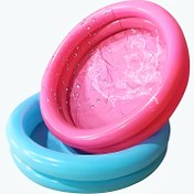 Resim Şişme Çift Katmanlı Yuvarlak Havuz Oyuncakları, Küçük, Mavi ve Parlak Pembe, PVC Malzeme, Çocuklar İçin, 3-6 Yaş Aralığı 