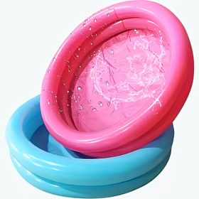 Resim Şişme Çift Katmanlı Yuvarlak Havuz Oyuncakları, Küçük, Mavi ve Parlak Pembe, PVC Malzeme, Çocuklar İçin, 3-6 Yaş Aralığı 
