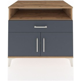 Resim Kronos Şifonyer 2 Raflı Tek Çekmeceli 2 Kapaklı 88x59x80 Çam-antrasit Atlas Çam 