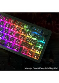 Resim Contourline Keycaps 130 Adet Klavye Tuşu Tam Set Çatlak Işıklı Tuş Takımı 