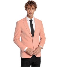 Resim Wessi Geniş Sivri Yakalı Kadife Pembe Erkek Ceket - Wessi Pembe 