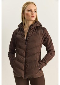 Resim Shade Kadın Kapüşonlu Fermuarlı Garnili Slim Fit Şişme Mont 1123 60283816 - Acı Kahve Kahverengi 
