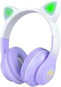 Resim karadağsb Zore Stn-28 Pro Kedi Kulaklı Tasarımlı Rgb Işıklı Bluetooth Kulaklık Mor 