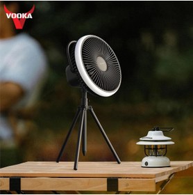 Resim VOOKA Vantilatör Masa Fan Tripodlu Led Işıklı 10.000 mAh Kamp Fanı Askılı Çok Fonksiyonlu Outdoor 