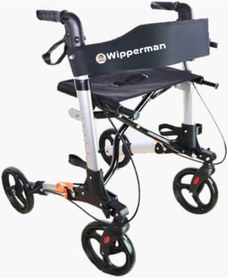 Resim Alüminyum Tekerlekli Lüks Rolatör Frenli Oturaklı Yürüteç Katlanabilir 