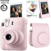 Resim Fujifilm Instax Mini 12 Pembe Fotoğraf Makinesi-10'lu Film-Çerçeve ve Deri Kılıf Seti 