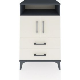 Resim Dienni Hyperion Komodin 2 Raflı 2 Çekmeceli 2 Kapaklı 60X44X96 Antrasit-Aytaşı 