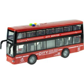 Resim Erzi Oyuncak Otobüs Iki Katlı Işıklı Sesli Sürtmeli Kırmızı 30 cm 