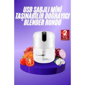 Resim MiraLive Rondo Doğrayıcı 250 ml Taşınabilir USB Şarjlı Pratik El Rondo Blender 