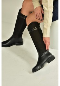 Resim Fox Shoes V654002803 Siyah Hakiki Deri Düz Tabanlı Binici Çizmesi Siyah 