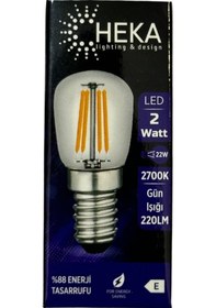 Resim Heka 2w 22w 2700k Sarı Işık E14 Duylu Led Rustik Ampul 