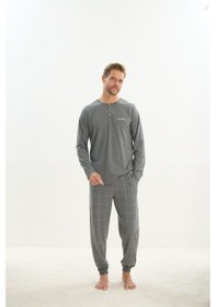 Resim Sevim Erkek Uzun Kol Gri Melanj Pijama Takım C4t2n5o9 001 