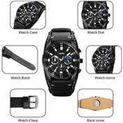 Resim Yingfu Skmeı 9249 Erkekler Ay Evresi Takvim Krono Deri Kayış Kuvars İzle Siyah Mavi Siyah - Mavi 