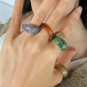 Resim Kadınlar için Benzersiz Boho Şık Yığınlanabilir Yüzük Seti - Reçine, El Boyalı Parmak İzi Tasarımı, Çeşitli Renk Ayrımları (Mor, Kahverengi, Yeşil, Bej), Günlük ve Tatil Durumları için Mükemmel, Günlük Yüzükler | Parmak İzi İlhamlı Yüzükler | Yığınlanabilir Yüzükler 