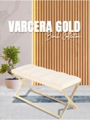 Resim Gazzini furniture Varcera Gold Sliced Bench Çapraz Metal Ayaklı Dilimli Model Beyaz Puf 