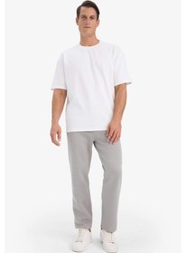 Resim Defacto Regular Fit Beli Bağcıklı Cepli Düz Paça Kalın Eşofman Altı D7836ax25augr198 Gri 