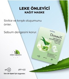 Resim Derminix Aloe Vera & Amino Asit İçerikli Leke Önleyici Kağıt Yüz Maskesi 