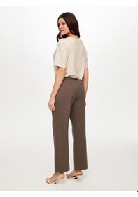 Resim Faik Sönmez Önü Dikiş Detaylı Wide Leg Fit Örme Pantolon S26pnt017 Us26pnt01731 Vizon 