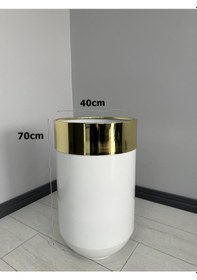 Resim Dekoratif Gold Darbuka Parlak Beyaz Saksı 70cm 