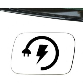 Resim Elektirikli Araba Şarj Etiketi Yapıştırması Depo Kapağı Uyarısı 13 cm Siyah 