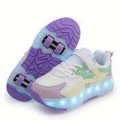 Resim Trendy Glowing Shoes, Cool Street Roller Skates, LED Light-Up Roller Skates, Hafif ve Dayanıklı Nef Roller Skates, Çıkarılabilir Özelliklerle Uygun. İki Stil İçin Bir Çift Alın, Tüm Mevsimler ve İç ve Dış Mekan Kullanımı İçin Uygun. 