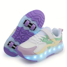 Resim Trendy Glowing Shoes, Cool Street Roller Skates, LED Light-Up Roller Skates, Hafif ve Dayanıklı Nef Roller Skates, Çıkarılabilir Özelliklerle Uygun. İki Stil İçin Bir Çift Alın, Tüm Mevsimler ve İç ve Dış Mekan Kullanımı İçin Uygun. 