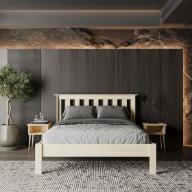 Resim Shark New Ahşap Vernik Karyola | Kolay Kurulum 