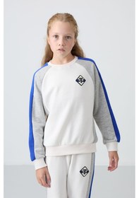 Resim Tommylife Tommy Life Ekru Pamuklu İçi Tüylü Yumuşak Dokulu Standart Fit Baskılı Kız Çocuk Eşofman Takım - 75165 Ekru 