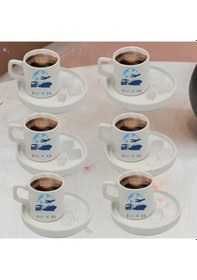 Resim Kurumsal Firmalara Özel Logolu 6'lı Türk Kahvesi Fincanı Ve Altı Beyaz 