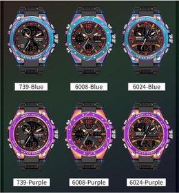 Resim Fastbuy Sanda Çift Dijital Ekran Spor Saati, 6024 Model, Mor Renkli, Kuvars, Kronometre, Kronograf, Çalar, Erkek Kuvars Spor Çok Renkli 