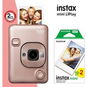 Resim Fujifilm Instax Mini Liplay Hybrid Elegant Black Fotoğraf Makinesi 20li Mini Film 