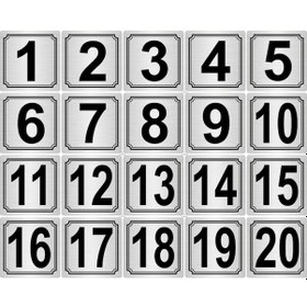Resim Metal Kapı,masa,dolap Numarası 7cmX7cm 20 Adet (1..20) Gümüş Renk Metal 
