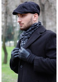 Resim Eleven Markets Kışlık 8 Parca Kaşmir Düz Renk Siyah Peaky Blinders Model Erkek Kasket London Şapka Siyah 