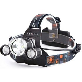 Resim Büro Ev Ofis İş Güvenliği İçin Şarjlı Lamba 3 Başlı Işıklı Baret Kafa Feneri Gri 