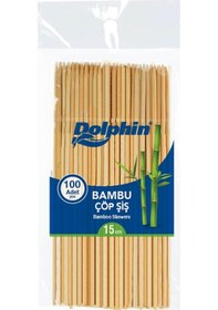 Resim Dolphin Bambu Ahşap Çöp Şiş - Boy : 15 Cm. / En : 3mm - 100 Adetlik 5 Paket 