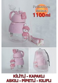 Resim Polikarbon Figürlü Matara - 1100ml Pembe 