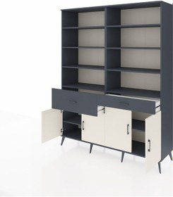 Resim Hyperion Gardrop 10 Raflı 2 Çekmeceli 4 Kapaklı 176x44x221 Antrasit-aytaşı/antrasit Aytaşı/antrasit 