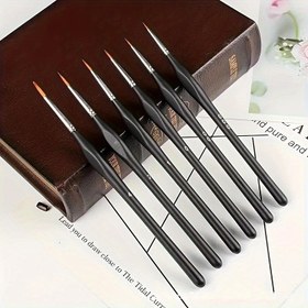 Resim Fine Tip Paint Brush Set: Akrilik Mikro Detay, 6 adet Üçgen Saplı Naylon Mikro Detay Fırçaları, Su Temizleme, El Sanatları, Modeller, Miniatureler, Figürler, Yumurta, Rock Art Boyama, Çizim - Sanatçılar ve Amatörler için Mükemmel 