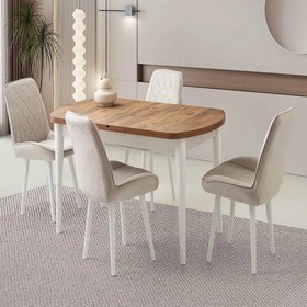 Resim Sweet Home Masa Sandalye Kelebek Açılır Gizli Kaşıklıklı Masa 4 Adet Fulya Sandalye Takımı Dişbudak 