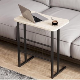 Resim Delixa interGO Metal Ayaklı Laptop Sehpası Koltuk Sehpası Kahvaltı Masası Çalışma Sehpası - Traverten Desen 